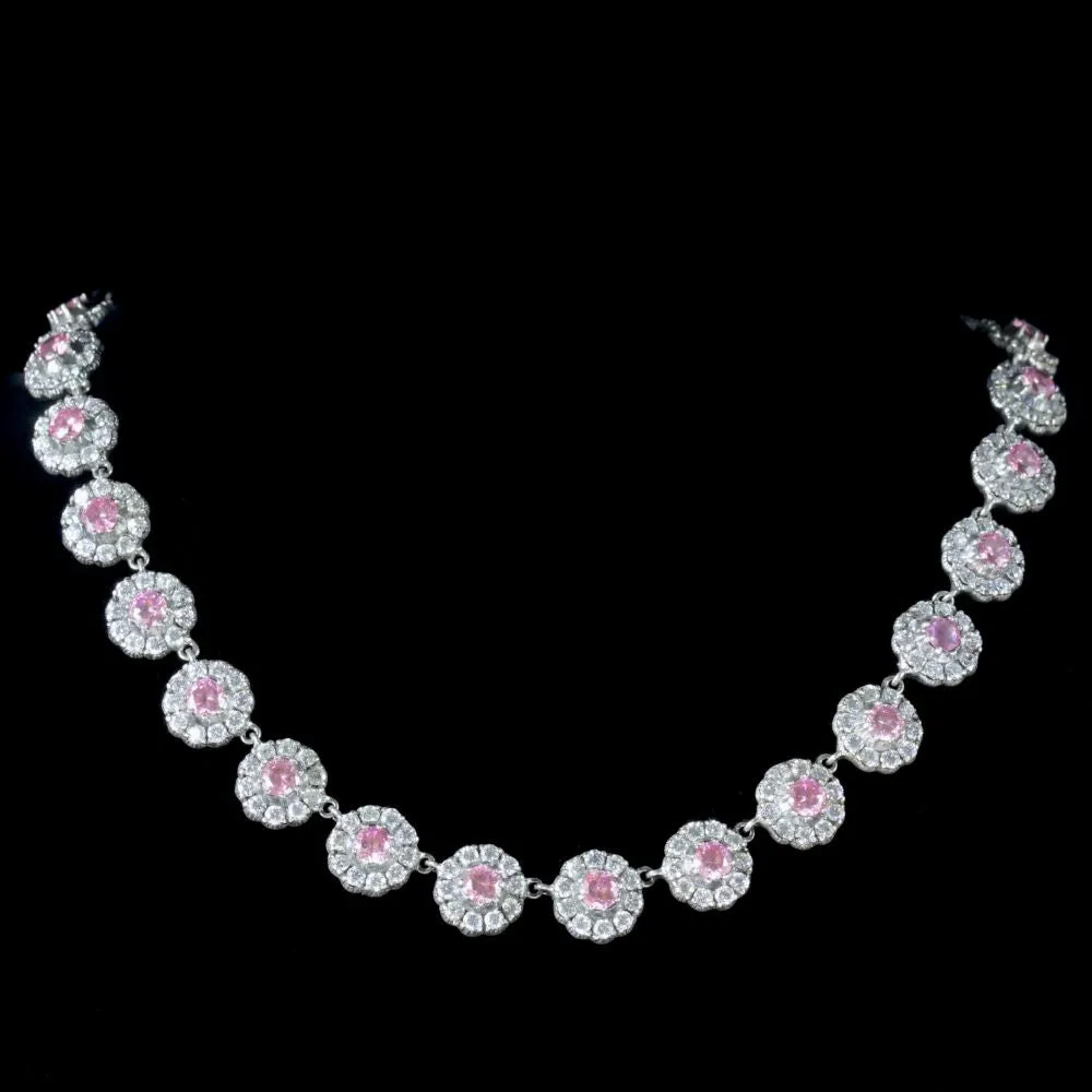 Edwardian Style CZ Riviere Necklace Sterling Silver