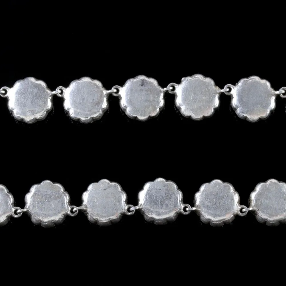 Edwardian Style CZ Riviere Necklace Sterling Silver