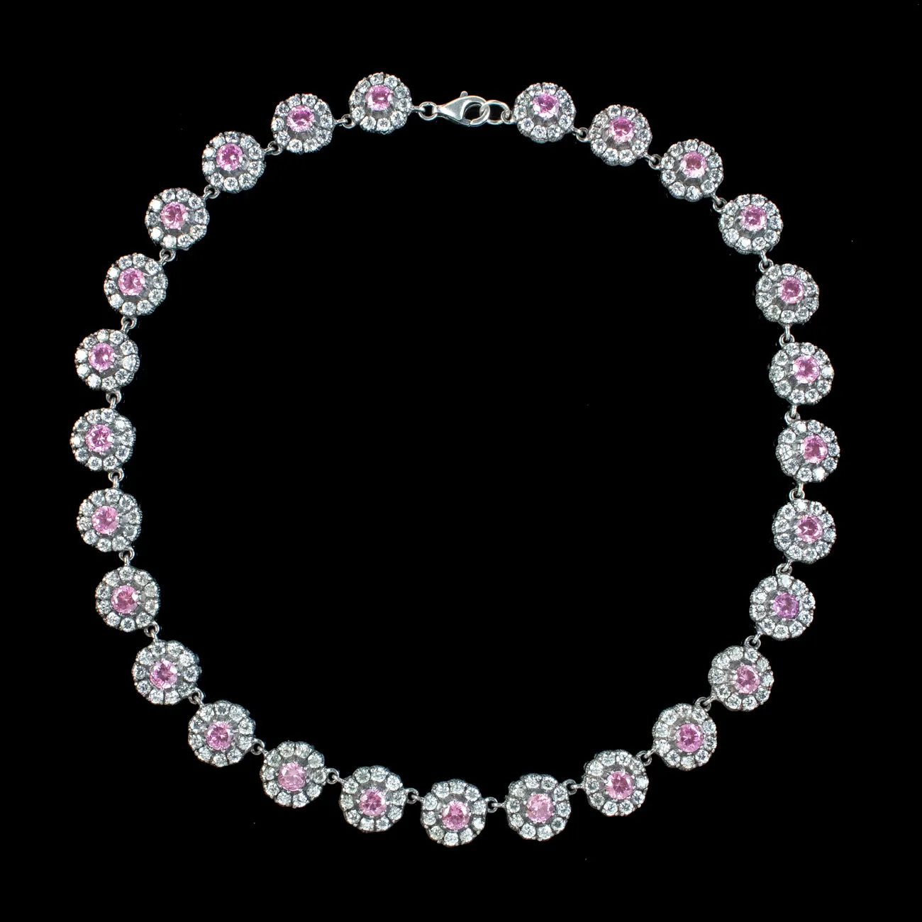 Edwardian Style CZ Riviere Necklace Sterling Silver