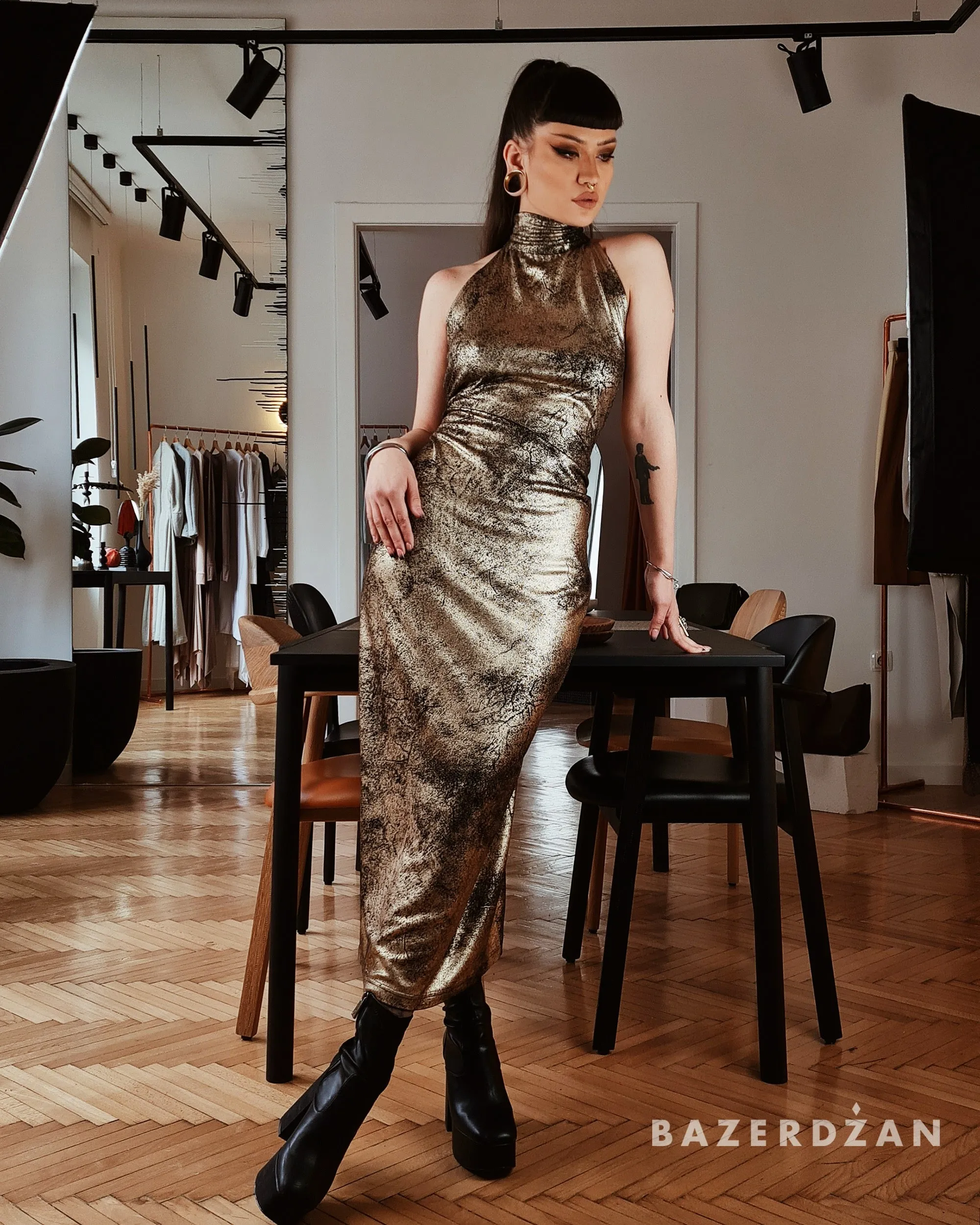 Elegant "Black & Gold" Dress by Bazerdzan Wear