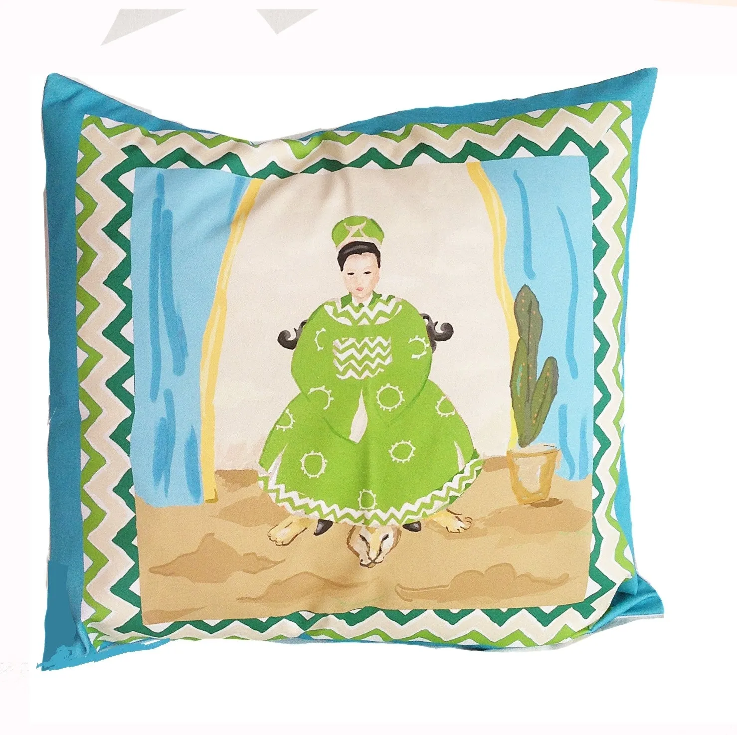 Emperor   Empress Pillow in Turquoise