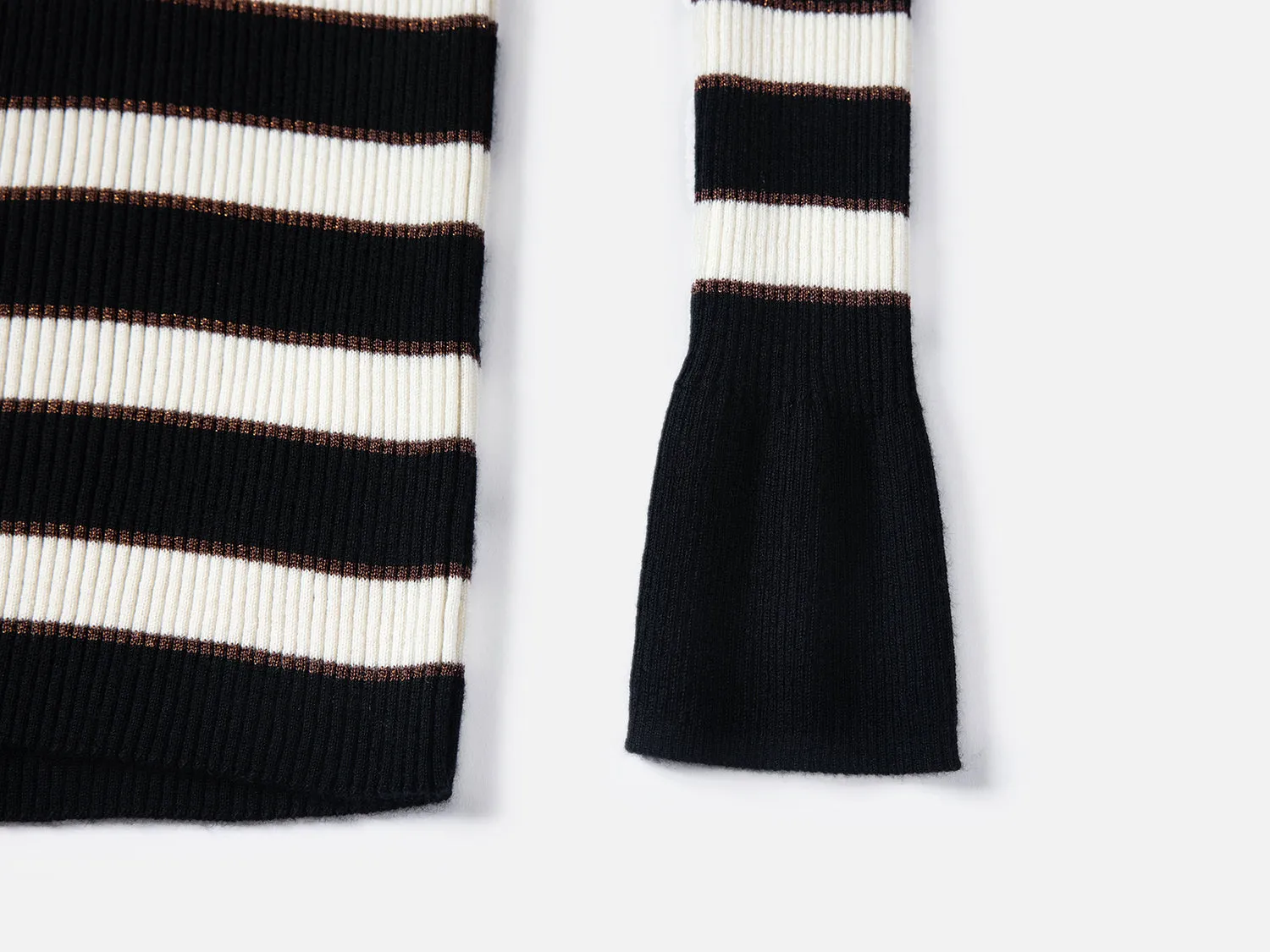 EP YAYING Slim-cut Striped Knit Top