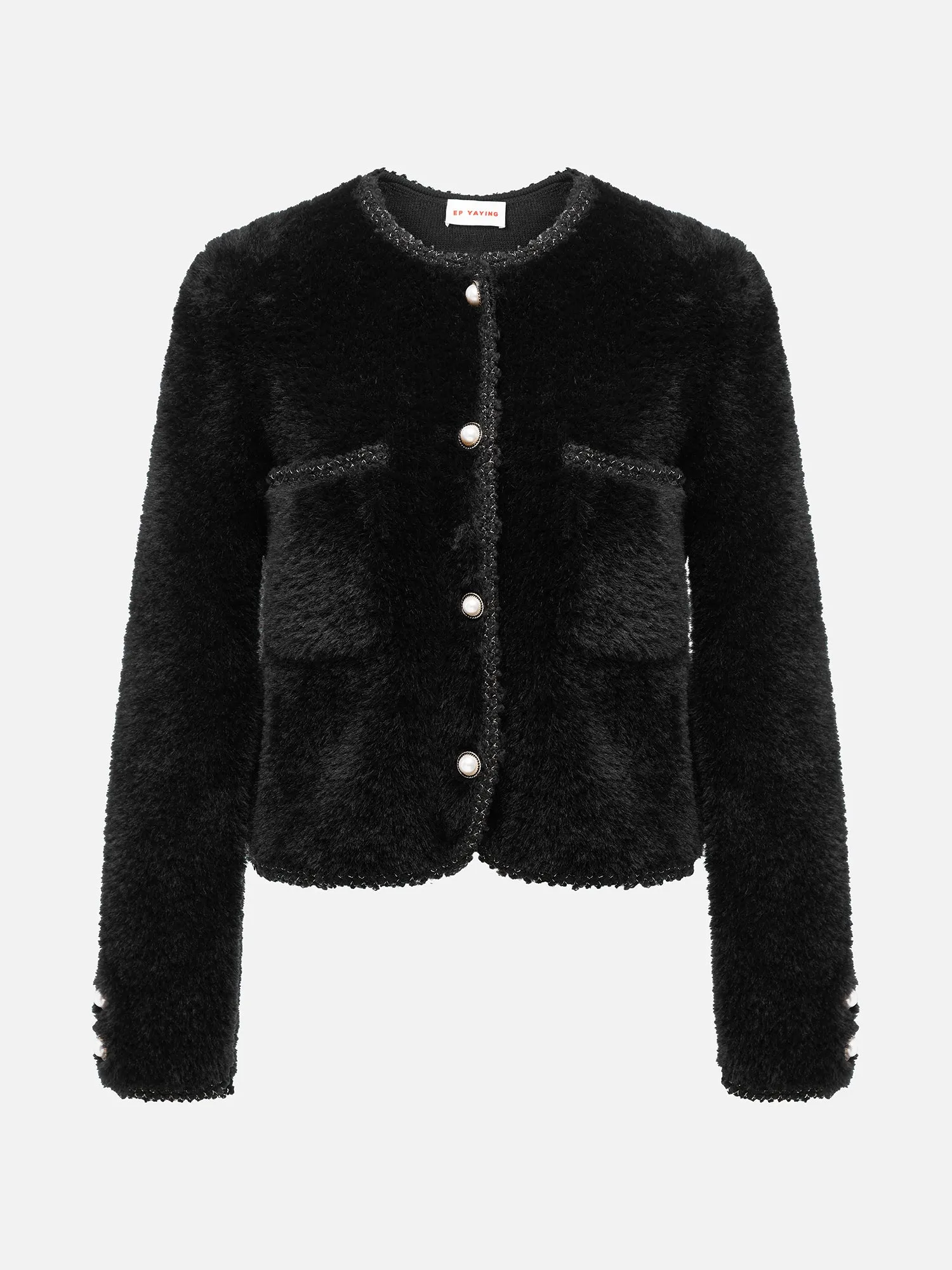 EP YAYING Trimmed Knitted Jacket