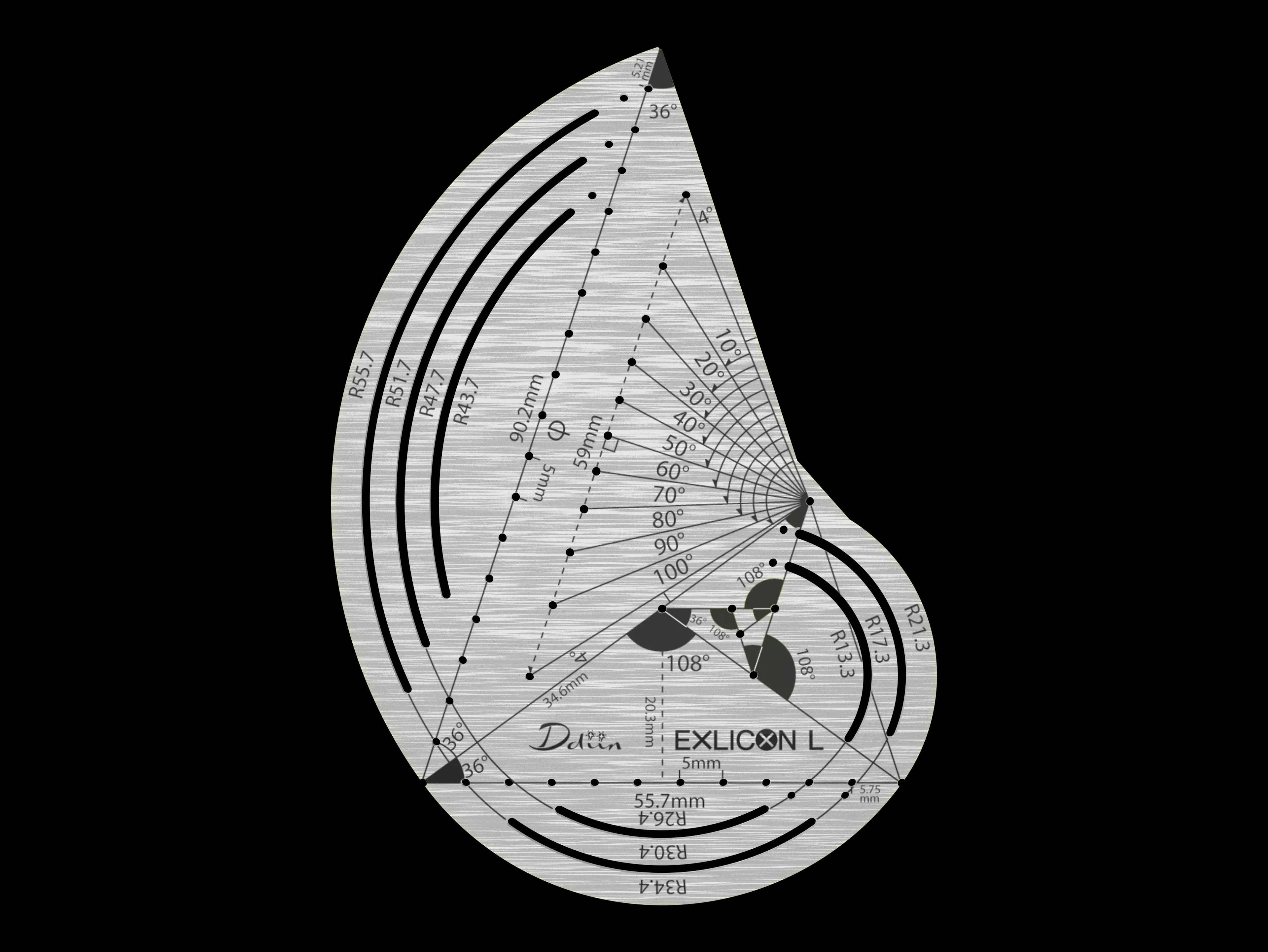 Exlicon L - TG Tool -Precision Golden Ratio Tools for Art and Geometry