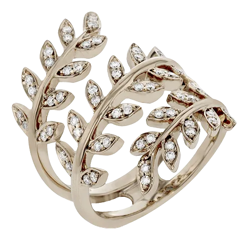 Fallen Leaves Fashion Ring In 18k Gold With Diamonds