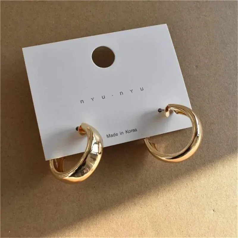 Fashion Korean Metal Elegant Hoop Earring Woman 2022 New Vintage Geometric Statement Earrings Jewelry Brincos Gift