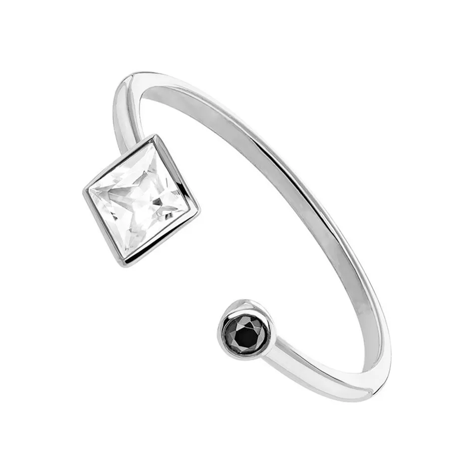 FJ0083 925 Sterling Silver Crystal Open Ring