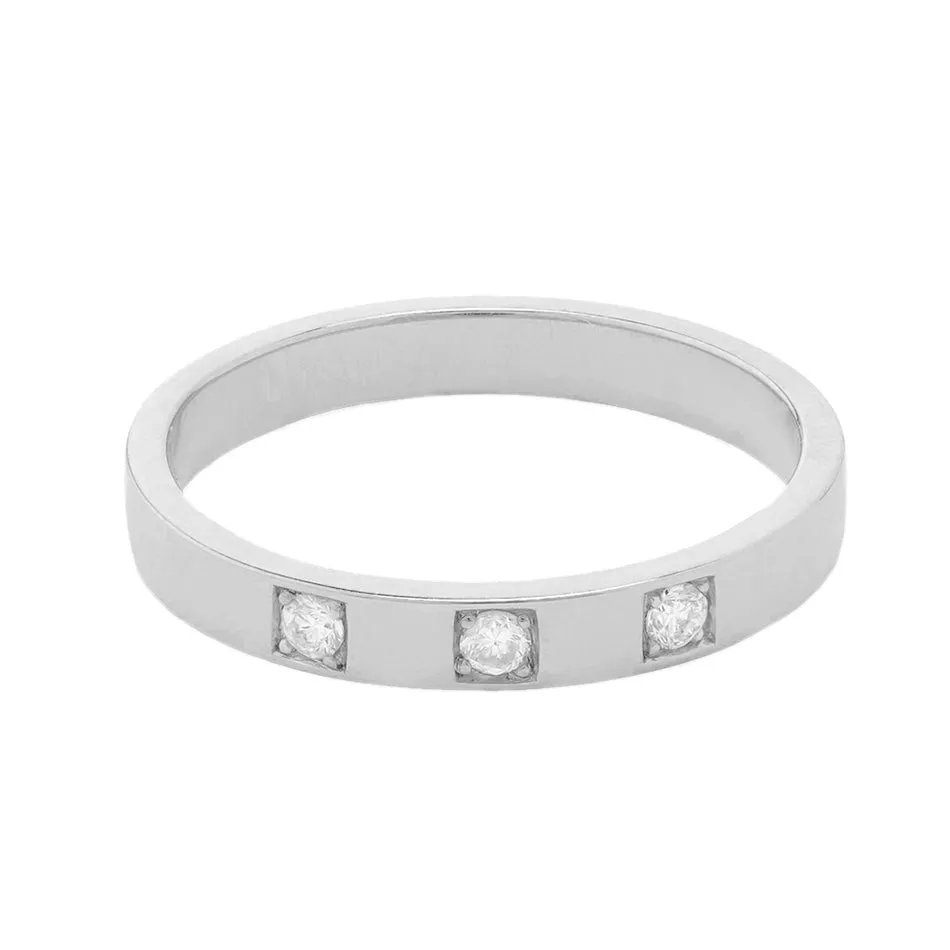 FJ0249 925 Sterling Silver Diamonds Band Ring