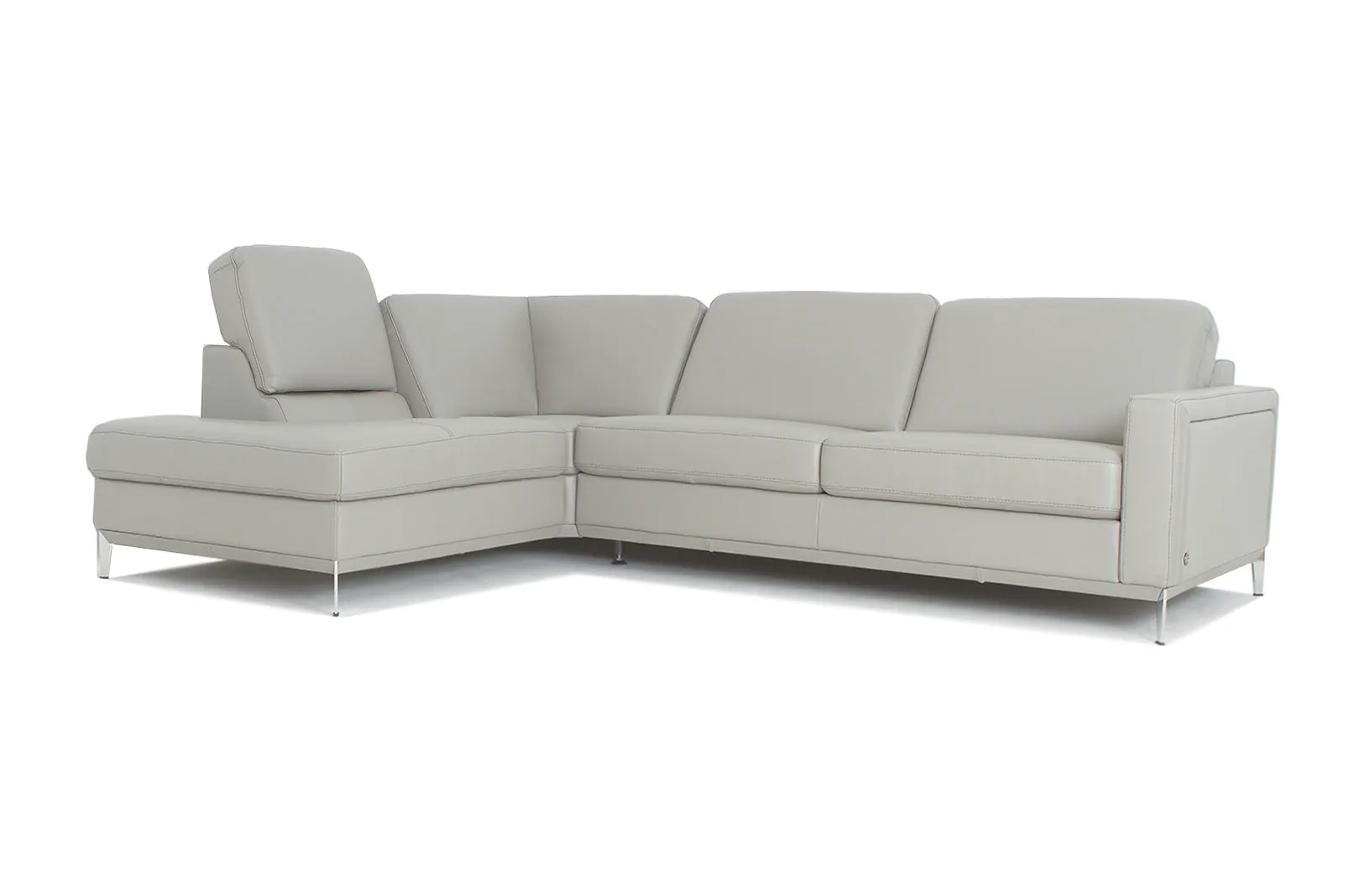 Frankfurt Light Gray Leather Sectional (Mini)