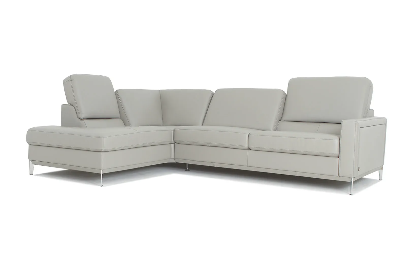 Frankfurt Light Gray Leather Sectional (Mini)