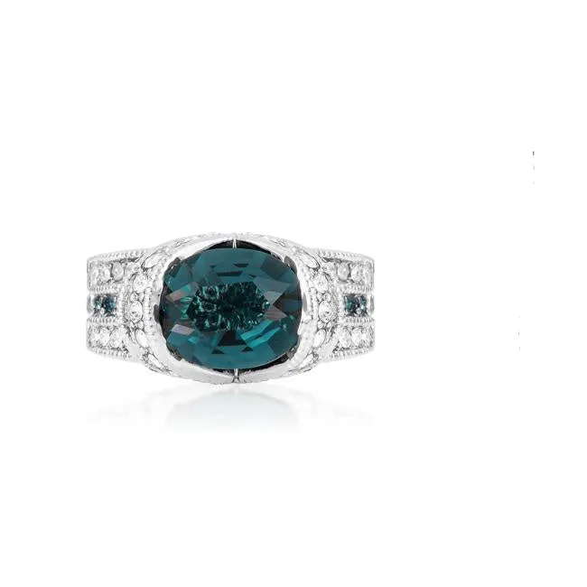 Garett Vintage Deep Blue Oval Ring | 2.8ct