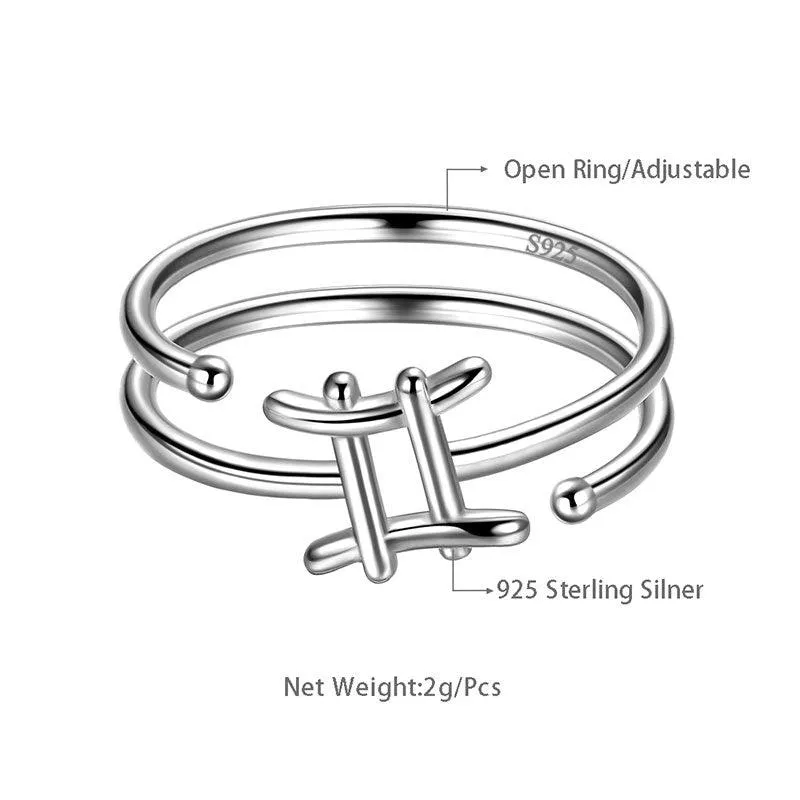 Gemini Rings Zodiac Sign Jewelry Women Girls Birthday Gifts 925 Sterling Silver