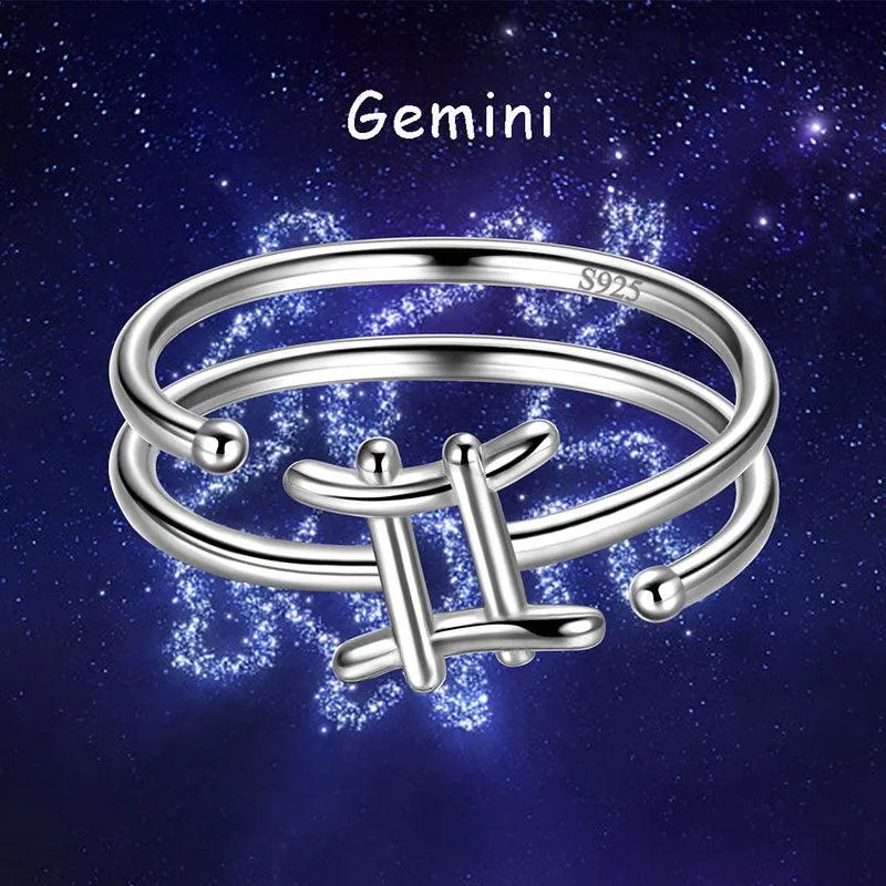 Gemini Rings Zodiac Sign Jewelry Women Girls Birthday Gifts 925 Sterling Silver