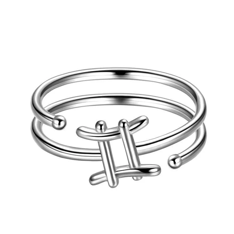 Gemini Rings Zodiac Sign Jewelry Women Girls Birthday Gifts 925 Sterling Silver