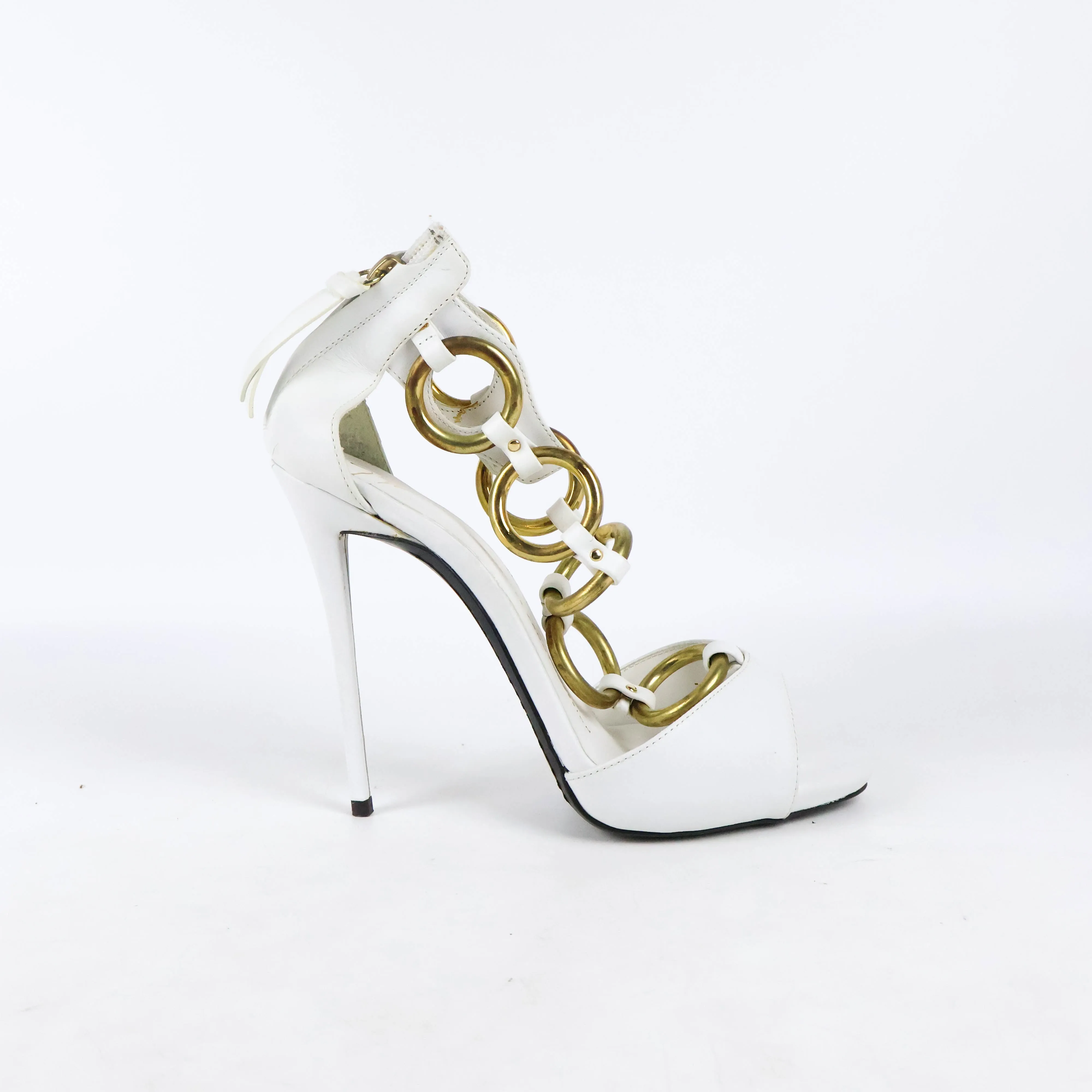 Giuseppe Zanotti Chain-Link Leather Sandals White