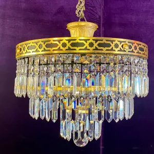 Glamorous Crystal Waterfall Chandelier - SOLD