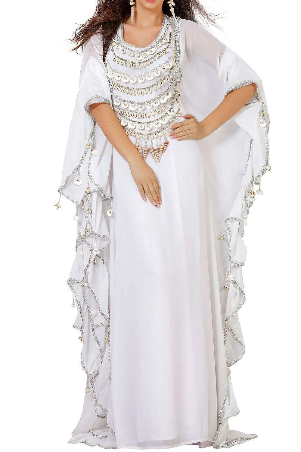 Glamorous White Arabian Designer Kaftan