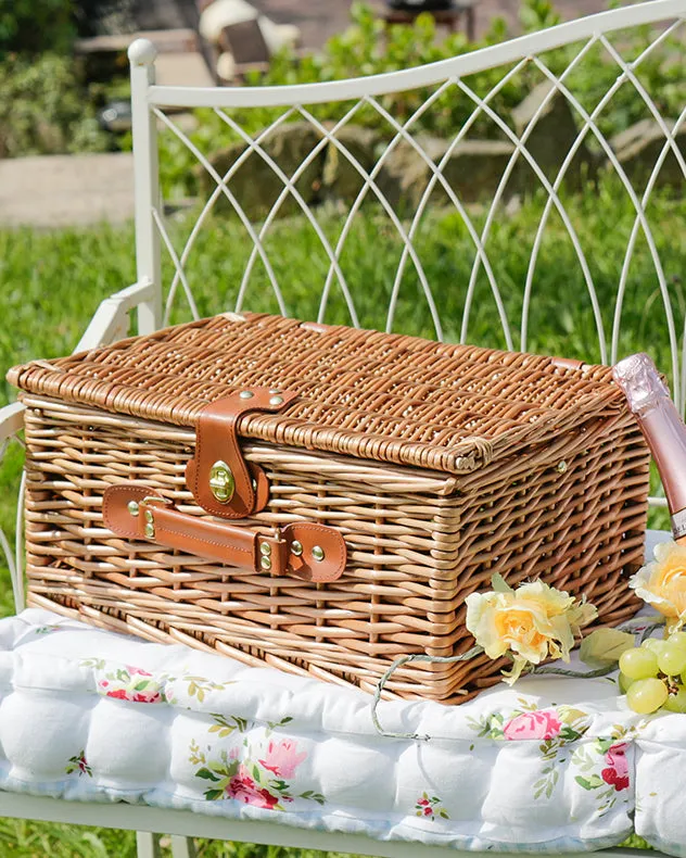 Green Tweed Two Person Picnic Hamper