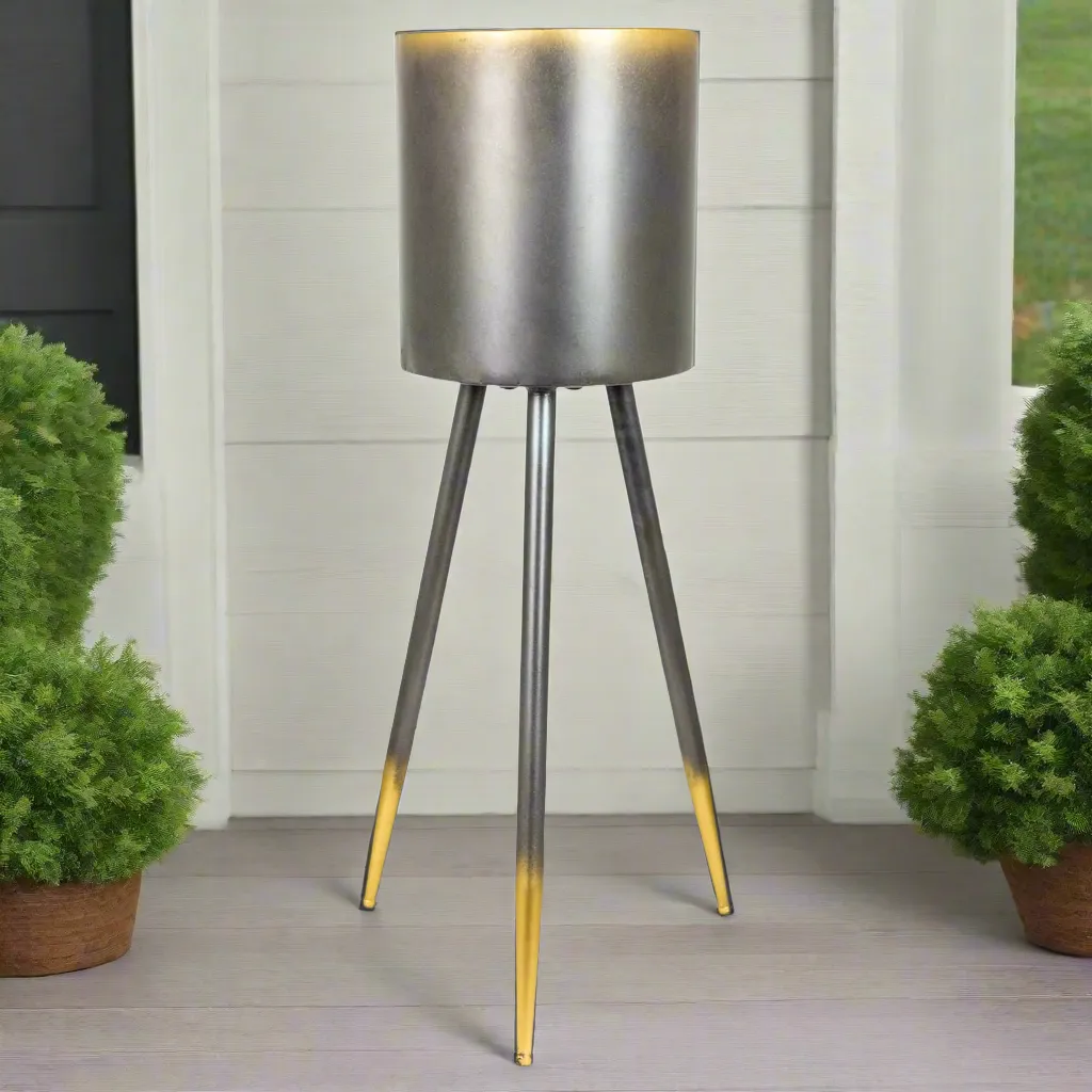 Grey Metal Plant Stand 80cm