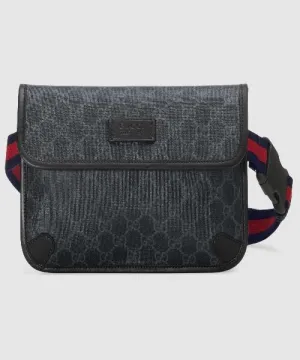 Gucci GG Supreme Black Flap Belt Bag