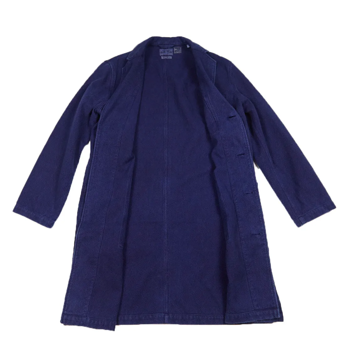 Hand dyed indigo "sashiko" shop coat