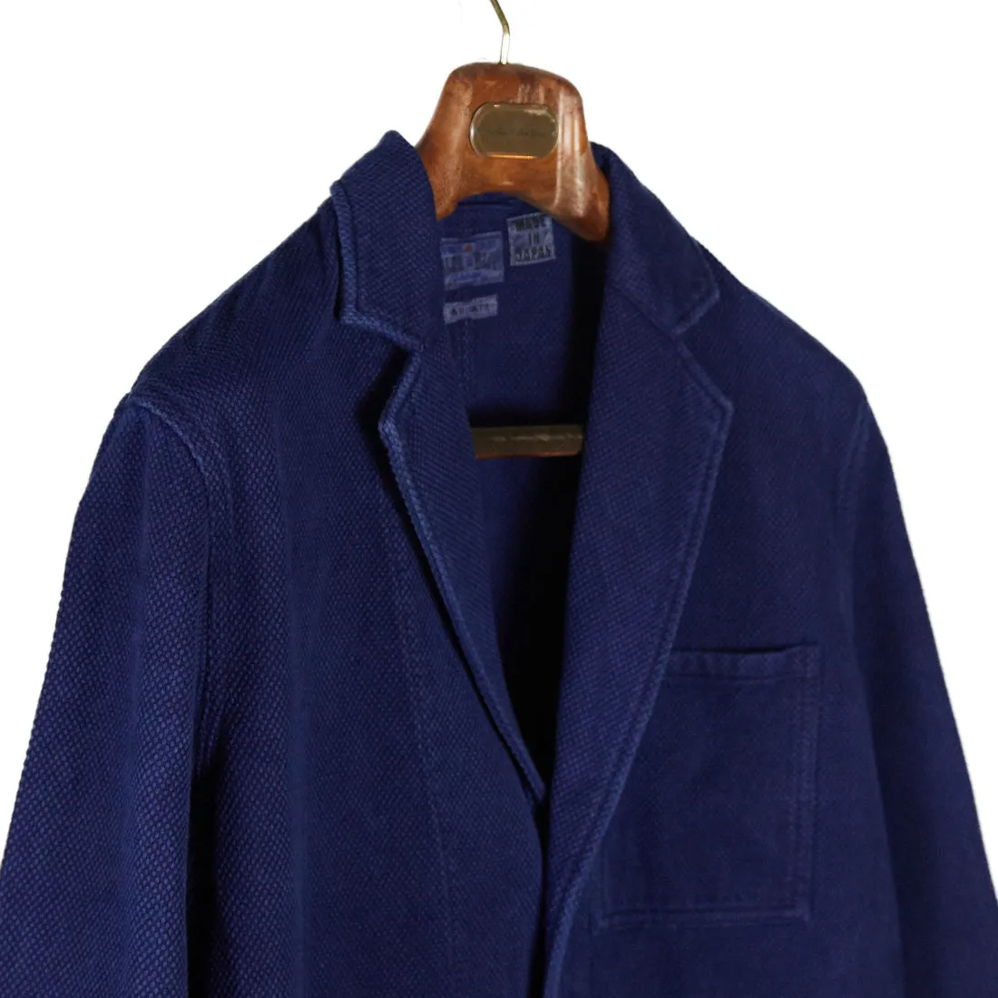 Hand dyed indigo "sashiko" shop coat