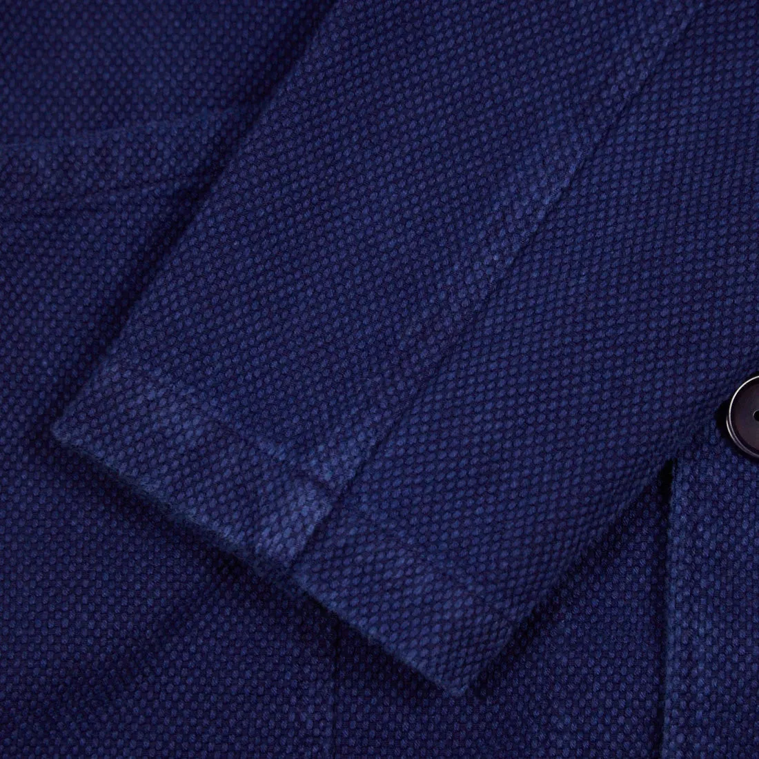 Hand dyed indigo "sashiko" shop coat