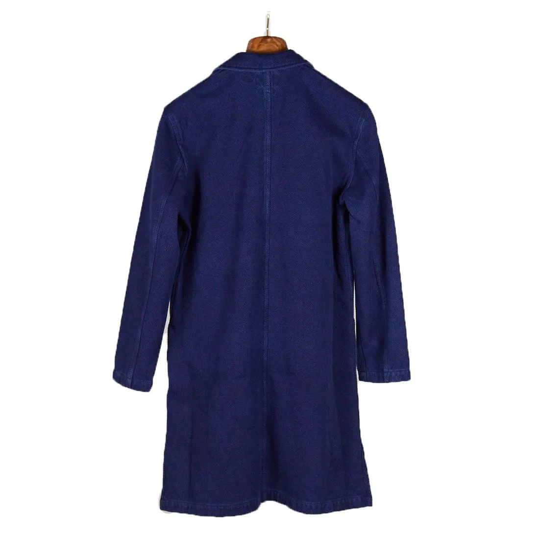 Hand dyed indigo "sashiko" shop coat