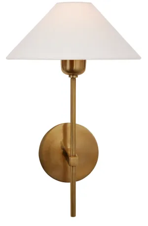 Hand-Rubbed Antique Brass Sconce with Linen Shade