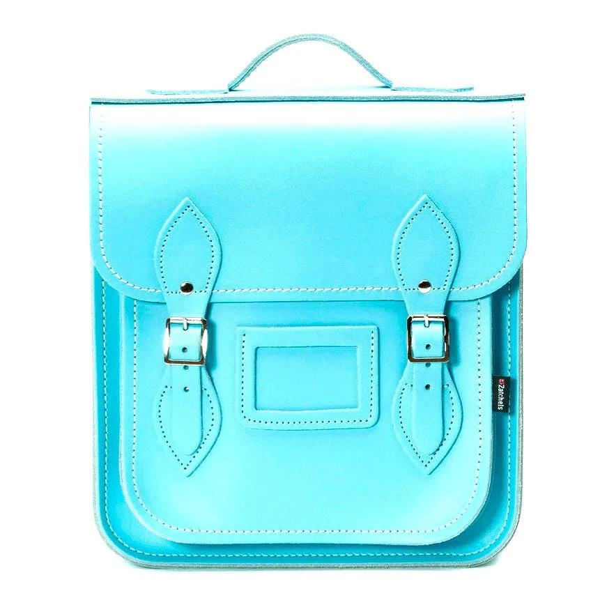 Handmade Leather City Backpack - Limpet -Shell Blue