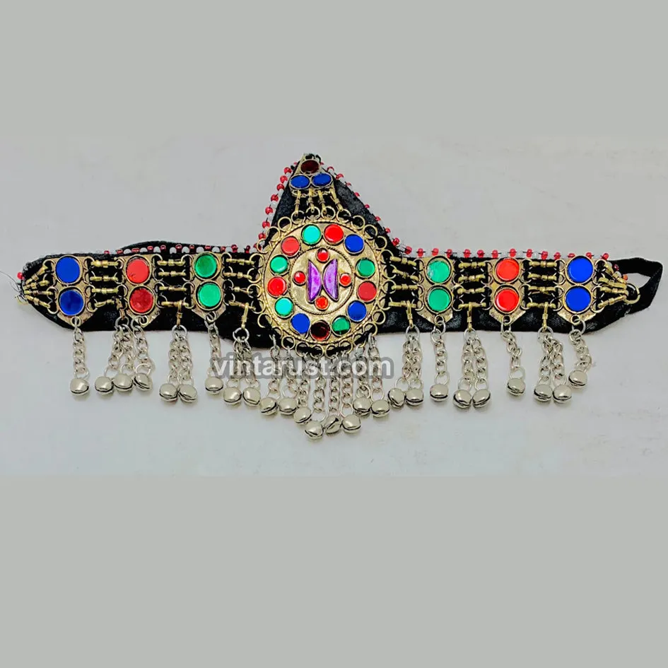 Handmade Matha Patti With Multicolor Glass Stone Hairpiece