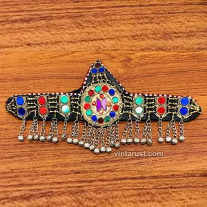 Handmade Matha Patti With Multicolor Glass Stone Hairpiece