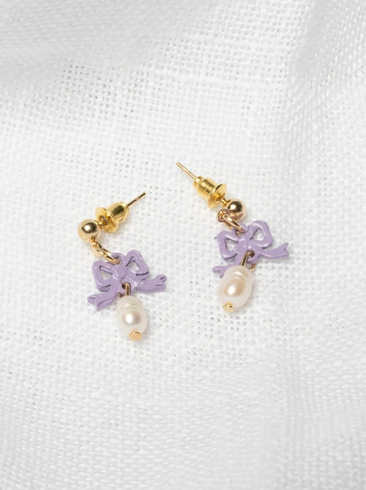 History Time Travel - Purple Single Bow Earrings