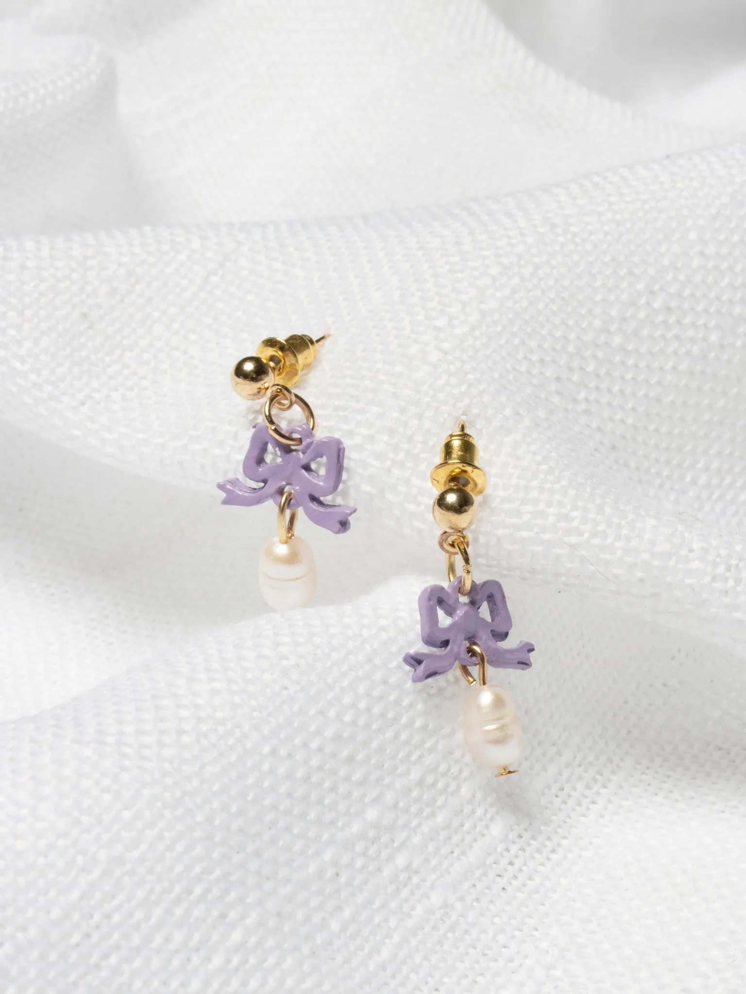 History Time Travel - Purple Single Bow Earrings