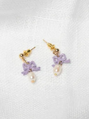 History Time Travel - Purple Single Bow Earrings