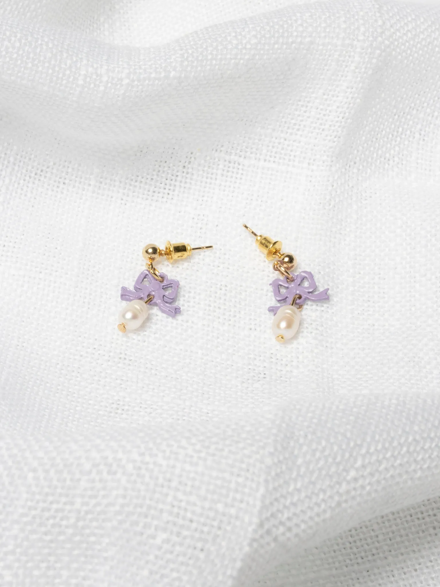 History Time Travel - Purple Single Bow Earrings