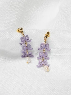 History Time Travel - Purple Triple Bow Earrings