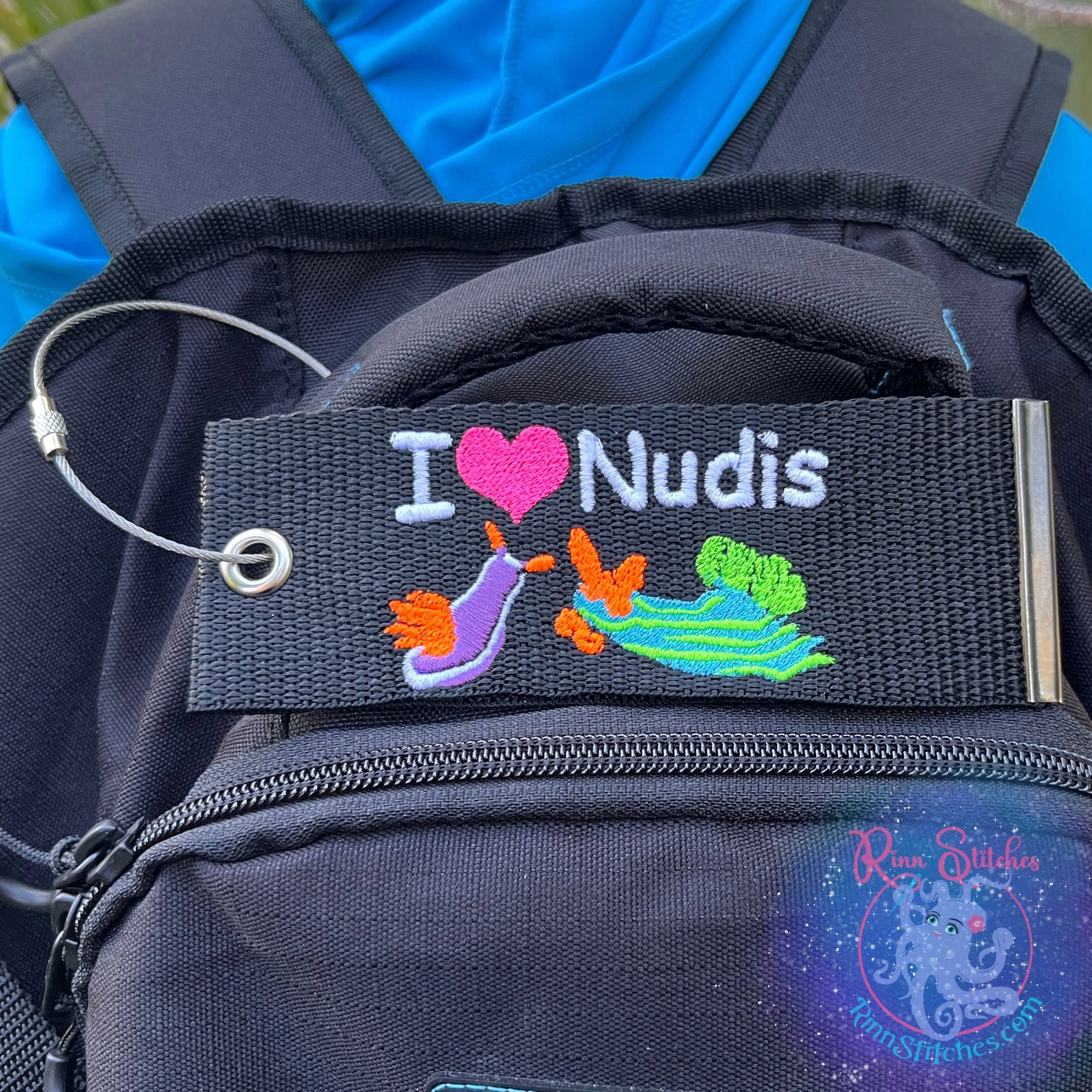 I ❤️ Nudis - Nudibranch Luggage Tag, Personalized Embroidered Bag Tag