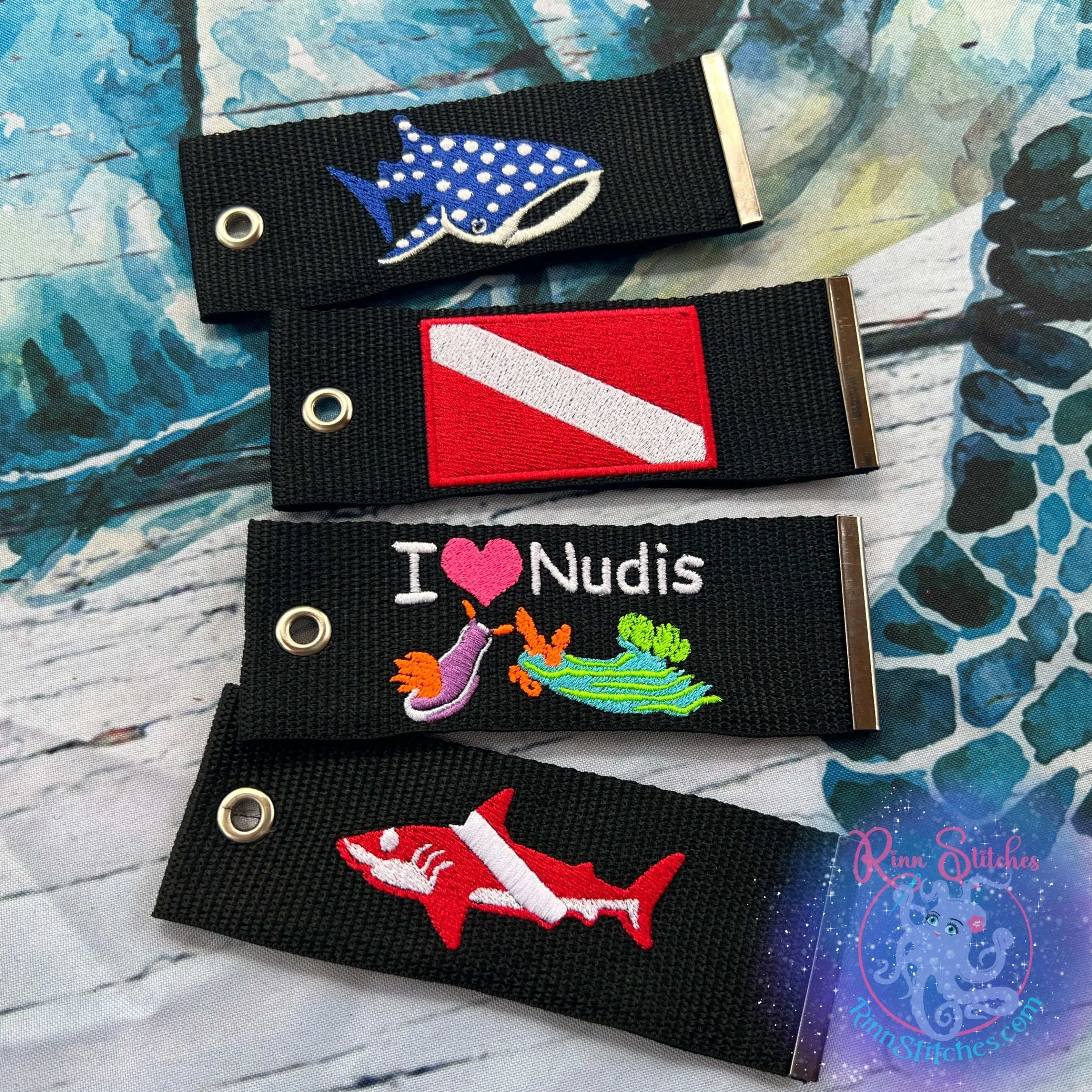 I ❤️ Nudis - Nudibranch Luggage Tag, Personalized Embroidered Bag Tag