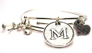 Initial M Circle Expandable Bangle Bracelet Set