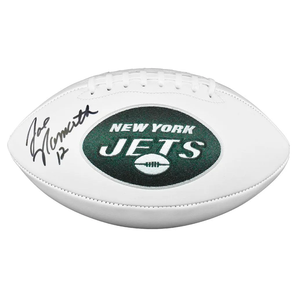 Joe Namath Signed And Inscribed Number 12 Inscription Football Jets White Panel Football (JSA Witnessed)