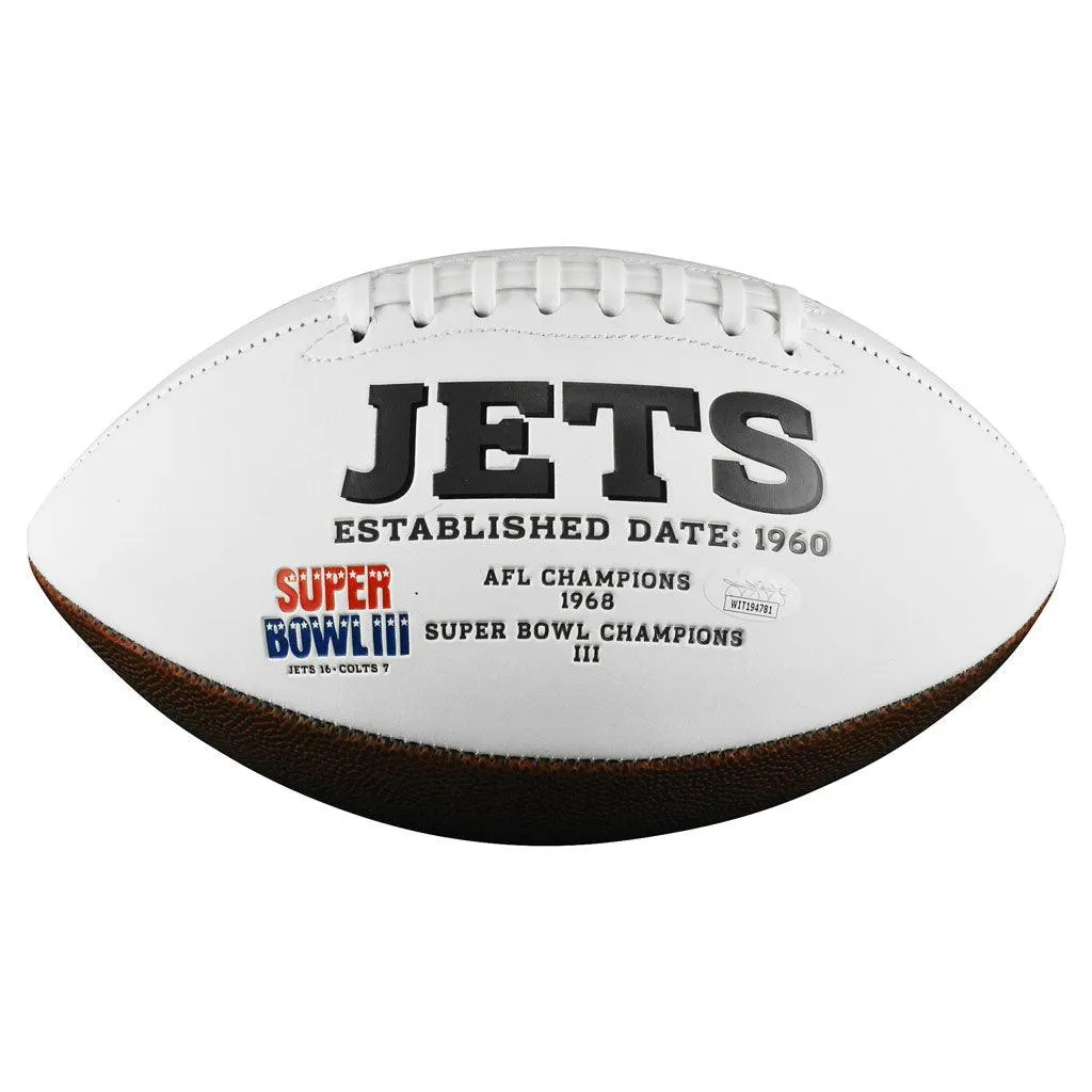 Joe Namath Signed And Inscribed Number 12 Inscription Football Jets White Panel Football (JSA Witnessed)