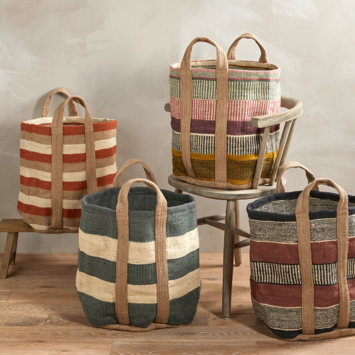 Jute Storage Basket Multi 60x43cm