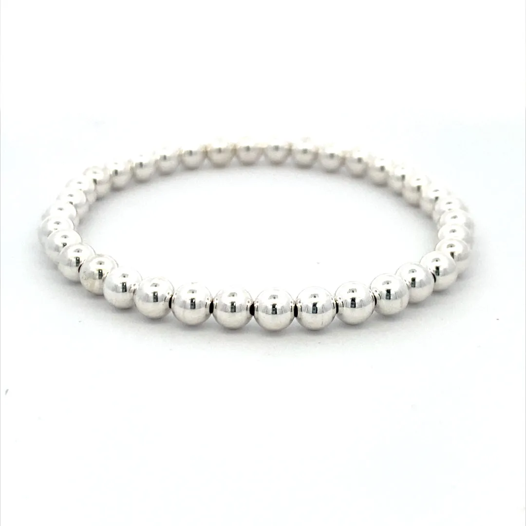 Karen Lazar Stretch 5mm Silver Beaded Bracelet