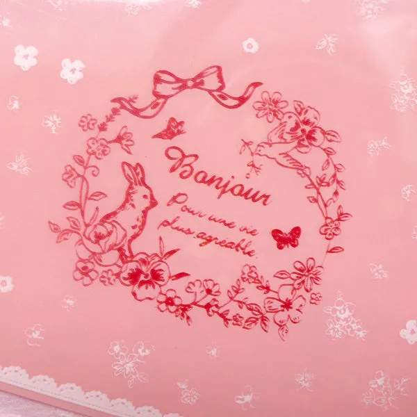 Kawaii BONJOUR Clear Gift Bags (20 pcs / Baby Pink) Self Adhesive Plastic Bag Gift Wrapping Bag Packaging Cookie Bag (9.9cm x 10cm) GB091