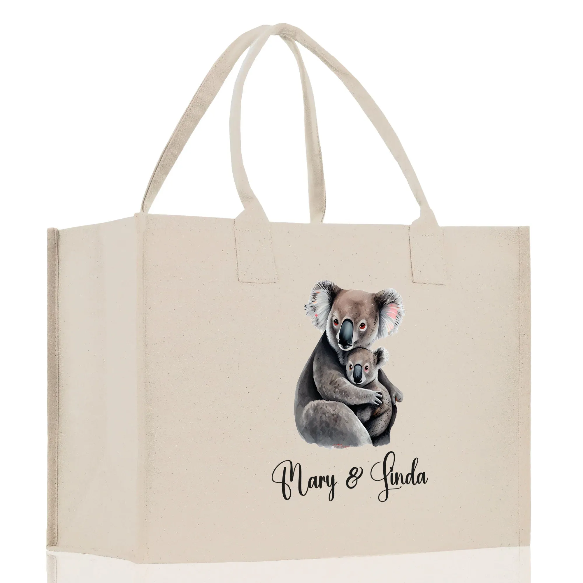 Koala Mom And Baby Name Custom Cotton Canvas Tote Bag Custom Pet Lover Gift Pet Portrait Bag Personalized Pet Owner Gift Tote Bag