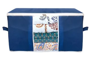 Kuber Industries Underbed Clothes Blankets Storage Bag With Tranasparent Window (Navy Blue)-HS_38_KUBMART21706