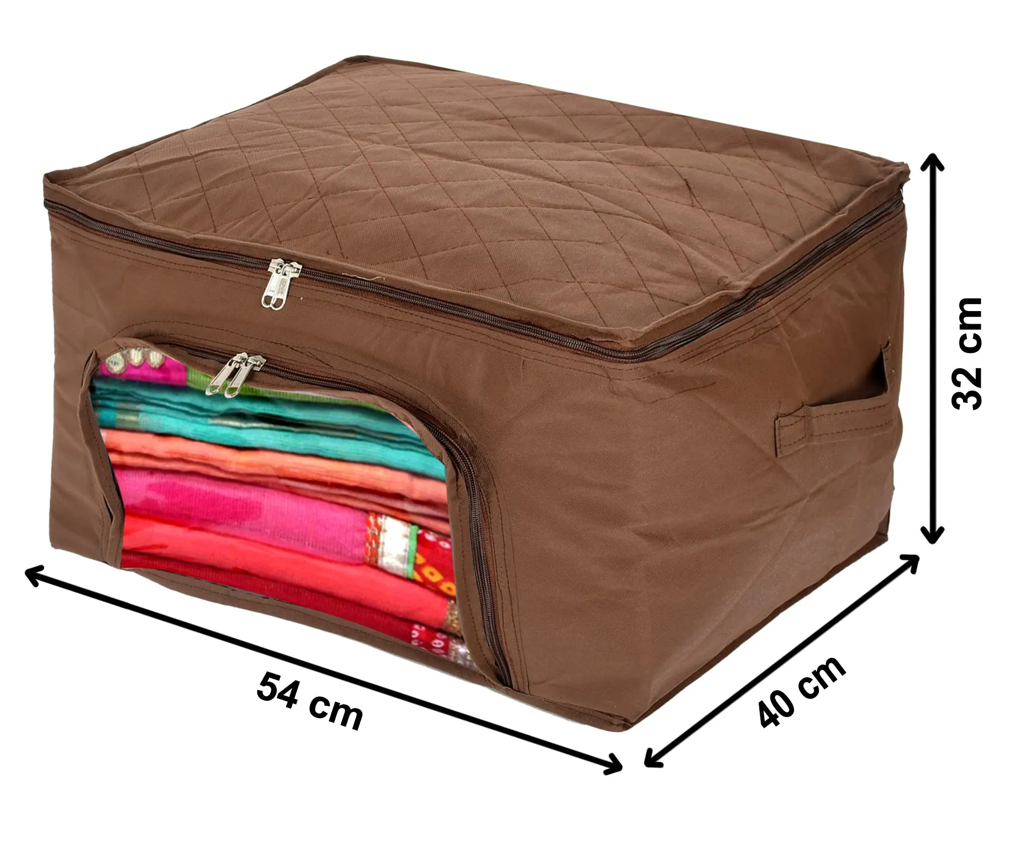 Kuber Industries Underbed Clothes Blankets Storage Bag with Zipper Tranasparent Window, 66 Litre (Brown)-HS_38_KUBMART21298