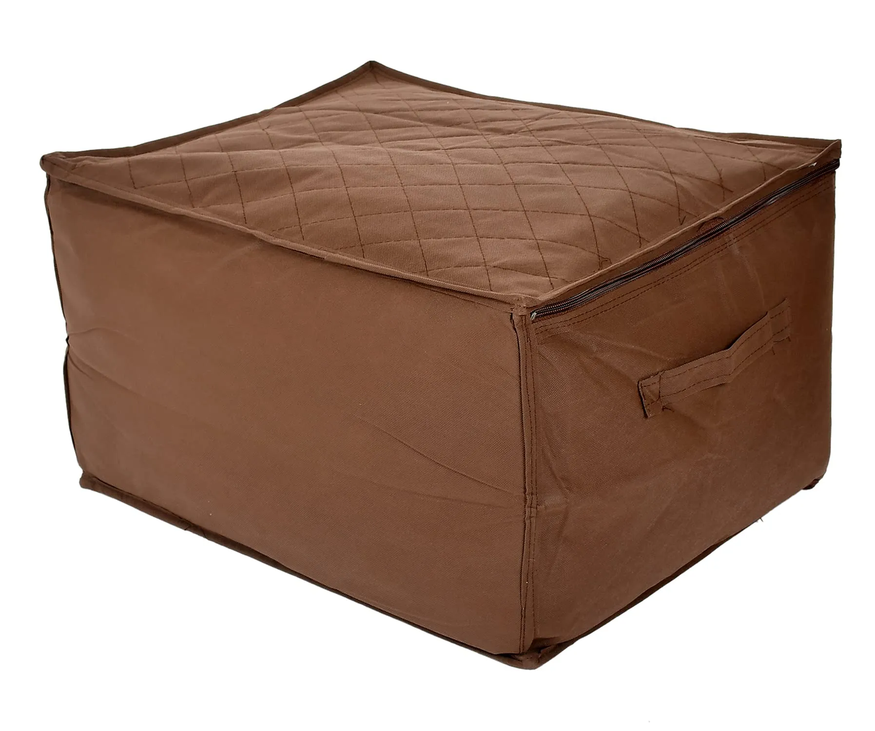 Kuber Industries Underbed Clothes Blankets Storage Bag with Zipper Tranasparent Window, 66 Litre (Brown)-HS_38_KUBMART21298