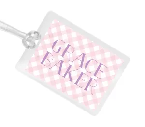 Laminated Bag Tag - Pink Gingham